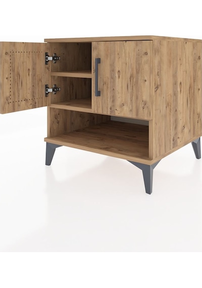 Kronos Komodin 2 Raflı 2 Kapaklı 60x59x64 Çam-çam Atlas Çam