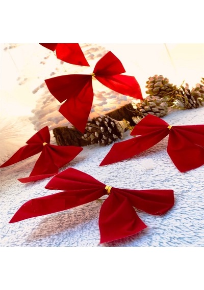 6 CM KIRMIZI FİYONK ÇAM AĞACI SÜSÜ NOEL AĞACI SÜSLERİ 12 ADET KIRMIZI FİYONK SÜS YILBAŞI AĞACI SÜSLERİ