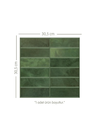 Genel 3d Kendinden Yapışkanlı Duvar Karosu 30,5 Cm X 30,5 Cm 4 Adet 0,371 M² Koyu Yeşil