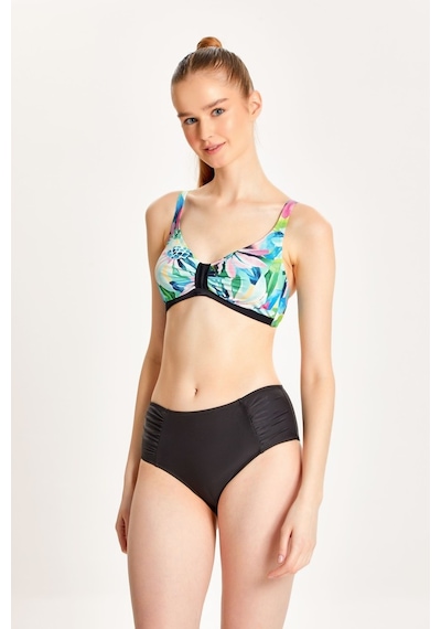 Too Salty Swimwear Kadın Desenli Toparlayıcı Yüksek Bel Bikini Takımı 24s125st Siyah