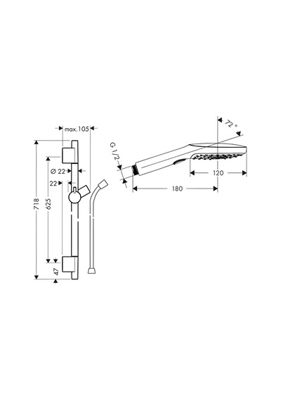 Hansgrohe Raindance Select E Siyah Duş Seti 28632670 Siyah