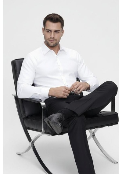 Efor Slim Fit Pamuk Saten Klasik Beyaz Gömlek Gk 624 Beyaz