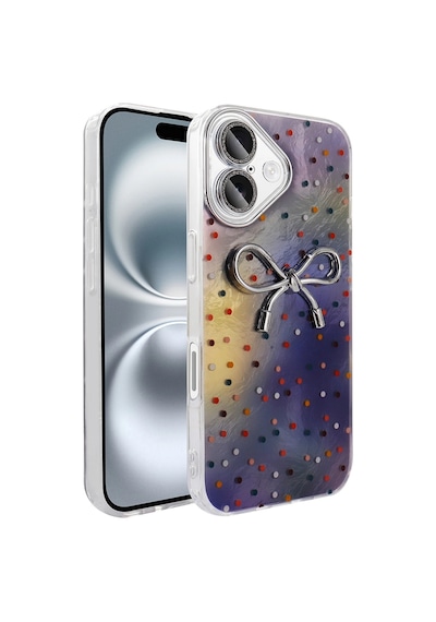 Apple Uyumlu iPad iPhone 16 Plus Kılıf Kamera Korumalı Figürlü Zore Ponti Silikon Kapak Lila