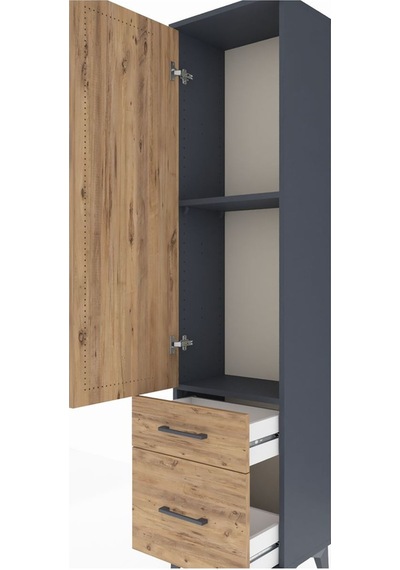 Arges Dolap 2 Raflı 2 Çekmeceli Tek Kapaklı 44x30x182 Antrasi... Antrasit