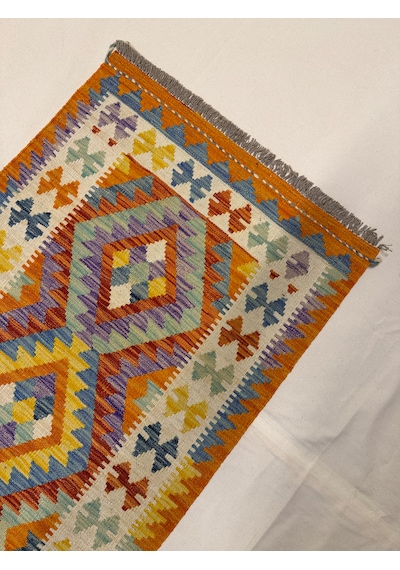 El Dokuma Afgan Yolluk Kilim Çok Renkli