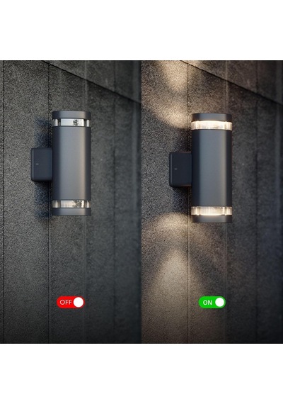 Gala Duo Modern Cam Detaylı Çift Yönlü Led Duvar Apliği 80x120x210 Mm Ip65 Alüminyum Dış Mekan Bahçe Balkon Teras Cephe Aydınlatması 3000k Diğer