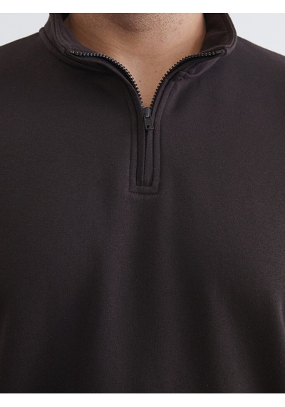 Lcwaıkıkı Classic Kahverengi Büyük Beden Dik Yaka Erkek Sweatshirt