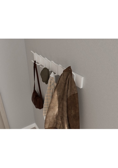 Hepsi3boyutlu Modern Duvar & Kapı Kanca Askılık - 7 Adet Beyaz Kanca Askılık - Model No : 1 Beyaz