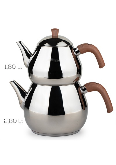 Porsima 1030-1 Damla Bakalit Kulp Mega Boy Paslanmaz Çelik Çaydanlık Takımı - Rose - 1,80-2,80lt Diğer