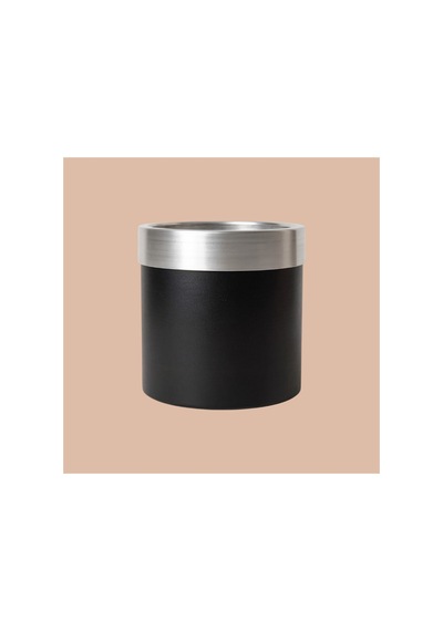 Aura Metallic Serisi Saksı - Minimalist Tasarım 30x30 Cm Siyah Gümüş
