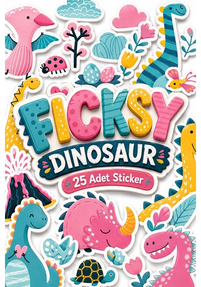 Sevimli Dinozor Sticker Seti - 25 Adet Etiket Çıkartma Diğer