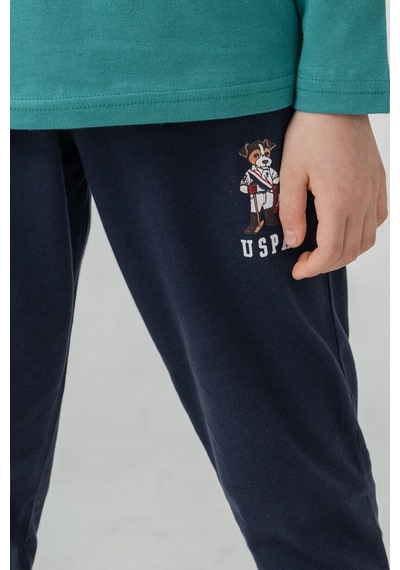 U.S. Polo Assn. Erkek Çocuk Pijama Takımı Baskılı Yeşil Uzun Kol Pijama Takımı Us2639-c-v1 Us2639-c-v1