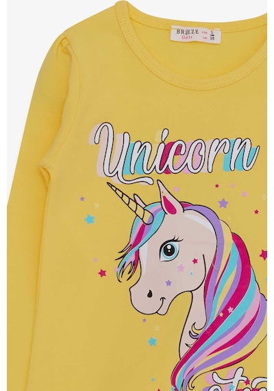 Breeze Kız Çocuk Uzun Kollu Tişört Unicorn 2-6 Yaş, Sarı