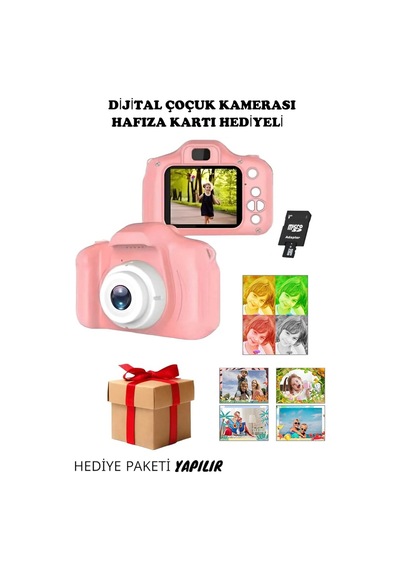 Mini Fotoğraf Makinesi Çocuk Için Eğitici Video Kamera 1080p Hd Ekran Digital Usb Şarjlı Lens Camera Pembe - 281612875