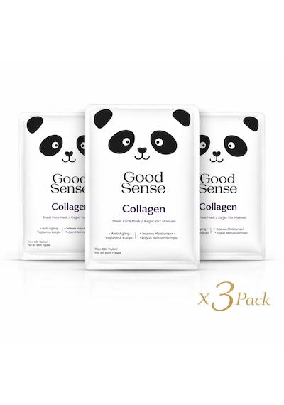3 Lü Panda Kolajen Kağıt Yüz Maskesi Yoğun Nemlendirici Anti Aging Cilt Bakım Seti