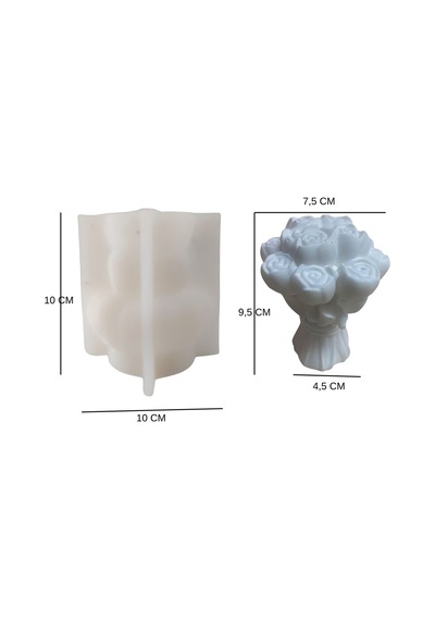 Tahtakale Toptancı Silikon 3d Kalıp Yapraklı Gül Kalıb Mum Taş Tozu Ve Beton Kalıbı 10x10cm