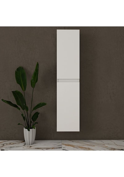 Özceden Asma Banyo Boy Dolabı 130 X 35Cm Parlak Beyaz Mdf Beyaz
