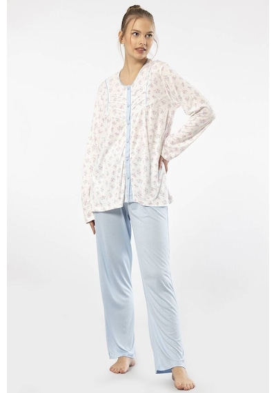 Empirme Düğmeli Battal Uzun Kollu Pijama Takım 001