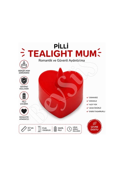 Dekoratif Pilli Tealight Led Mum Kırmızı