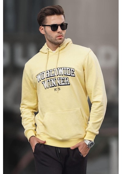 Madmext Sarı Baskılı Kapüşonlu Sweatshirt 6149-sarı Sarı