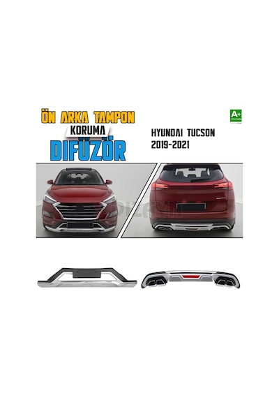 S-dizayn Hyundai Tucson Ön Ve Arka Tampon Koruma Difüzör Seti 2019-2021 A+ Kalite