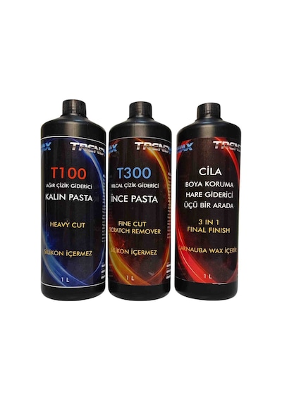 Trendwax 3lü Set 1 Litre Kalinpasta, Hare Giderici Pasta, Koruyucu Cila Wax