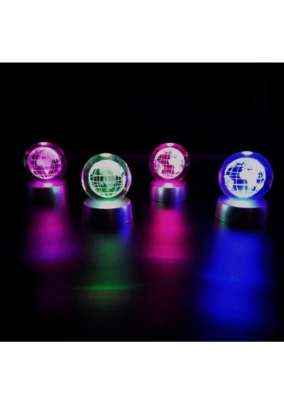 Dünya Kristal Cam Küre Renk Değiştiren Led Işıklı Gece Lambası Dekoratif Hediyelik