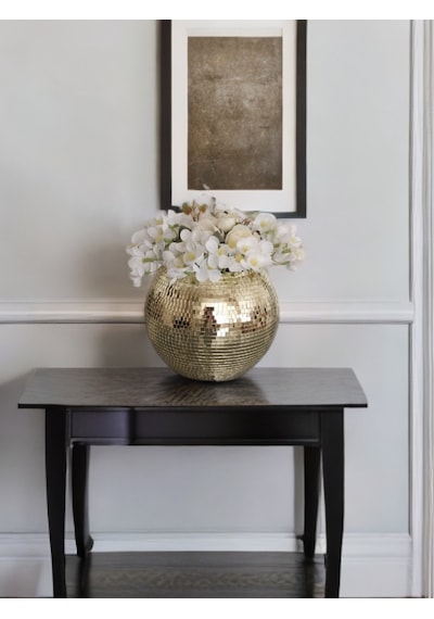Işıltı Home Design Yuvarlak Aynalı Cam Vazo Aç
