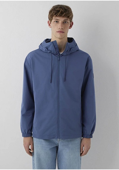 Mavi Kapüşonlu Oversize Mavi Erkek Mont 0110641-86702