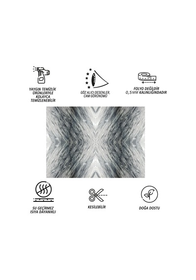 Tink Kendinden Yapışkanlı Çizgili Gri Desenli Pvc Panel 41x62 Cm