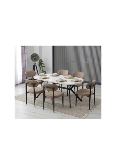 Luna Arya Yemek Masası Takımı / 6 Kişilik Mdf Masa & Polo Sandalye Takımı Kahverengi Kahverengi Luna Arya Yemek Masası Takımı / 6 Kişilik Mdf Masa & Polo Sandalye Takımı Kahverengi Kahverengi