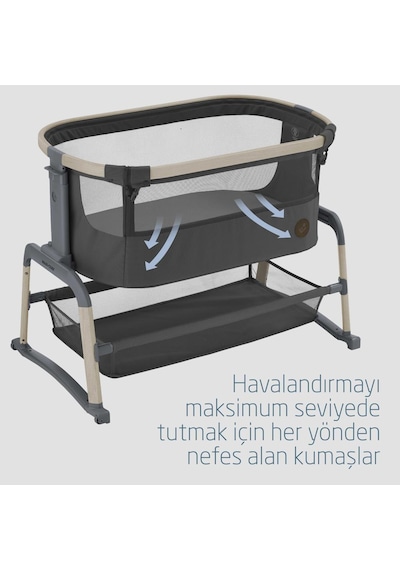 Maxi-Cosi Maxi Cosi Iora Air Sallanabilen Ahşap Görünümlü Anne Yanı Beşik Beyond Graphite
