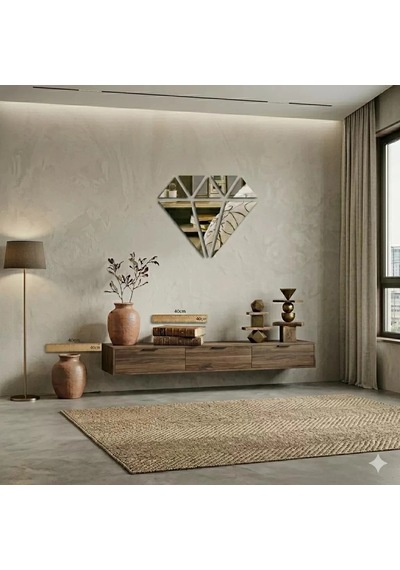 Durukar 40x40 Cm Elmas Formlu Kırılmaz Pleksi Ayna - Geometrik Duvar Dekoru Çok Renkli