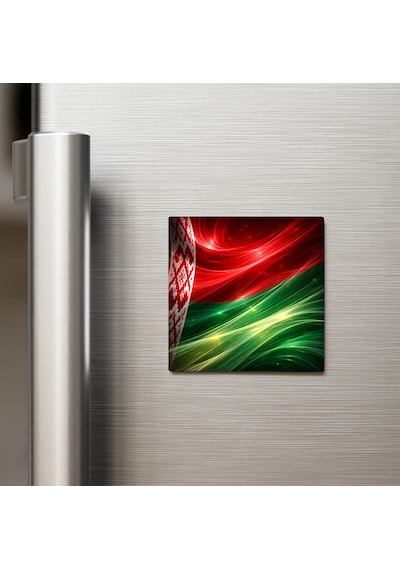 Belarus Belarus Abstract Ülke Bayraklı Buzdolap Magneti - 9x9 Cm