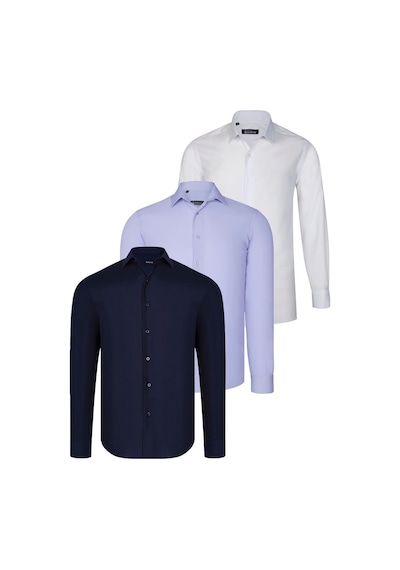 Üçlü Set G726 Dewberry Gömlek-lacivert-beyaz-lila Lacivert-beyaz-lila