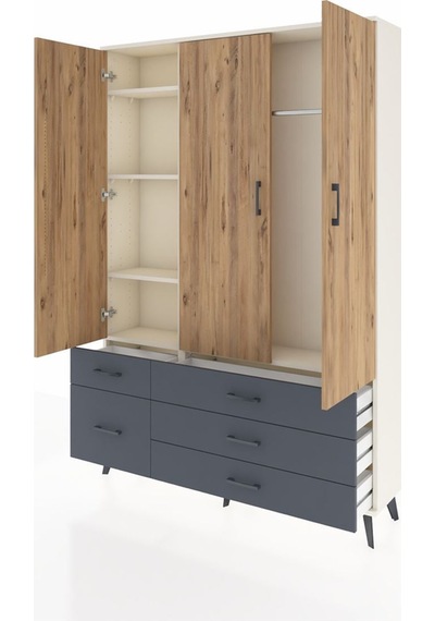 Arges Dolap 5 Raflı 5 Çekmeceli Tek Askılı 132x30x195 Aytaşı-çam/antrasit Atlas Çam/antrasıt Arges Dolap 5 Raflı 5 Çekmeceli Tek Askılı 132x30x195 Aytaşı-çam/antrasit Atlas Çam/antrasıt