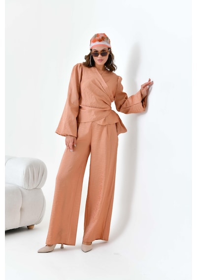 Ftz Women Kadın Pantolonlu Simli Takım Taba 30863-taba Taba