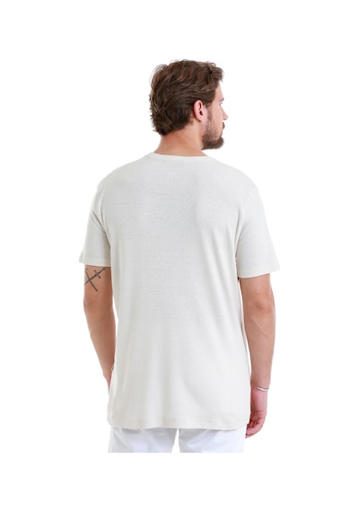 Hatemoğlu Taş Regular Fit Düz Bisiklet Yaka Keten Tişört 35102024c012 Taş