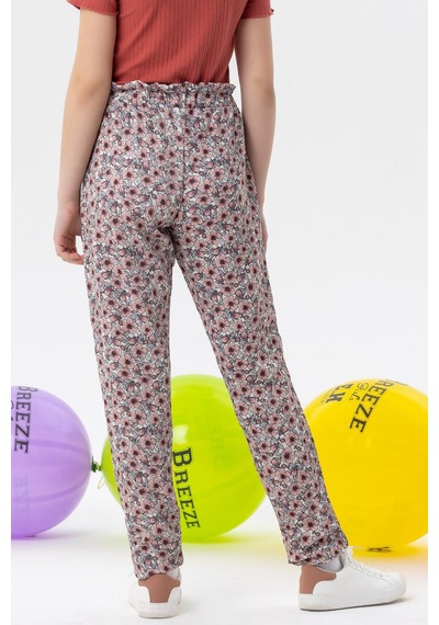 Breeze Kız Çocuk Tayt Pantolon Fiyonklu Çiçekli 1.5-5 Yaş, Ekru Ekru