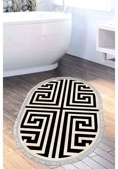 Eko Trend Djt Banyo Paspası Yıkanabilir Kaymaz Taban 658m Oval Modern Siyah