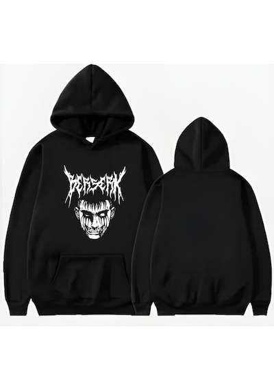 Startmore Basklı Kapişonlu Sweatshirt Siyah