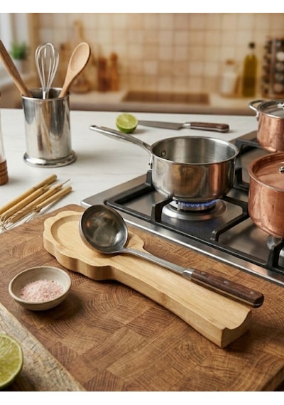 Mucit Home Bambu Çiçek Kaşık Altlığı / Kaşıklık Ahşap