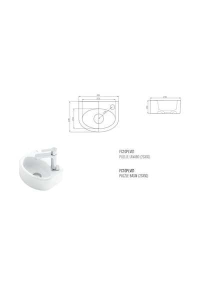 Güral Vit 23 CM x 30 CM Puzzle Lavabo