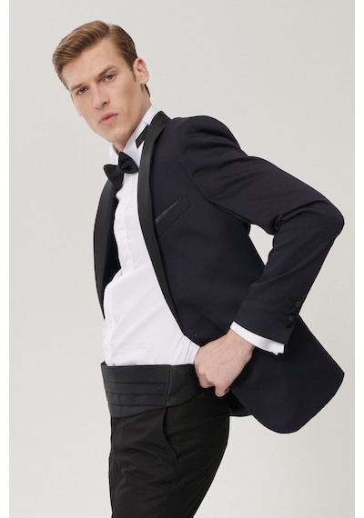 AC&Co / Altınyıldız Classics Erkek Lacı-sıyah Ekstra Slim Fit Desenli Smokin Damatlık - Lacı-sıyah Lacivert - Siyah AC&Co / Altınyıldız Classics Erkek Lacı-sıyah Ekstra Slim Fit Desenli Smokin Damatlık - Lacı-sıyah Lacivert - Siyah