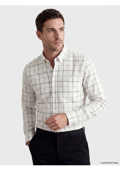 Lcwaıkıkı Classic Beyaz Regular Fit Ekose Oxford Erkek Gömlek