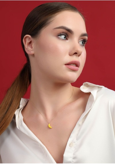 Muz Altın Kolye 43 Cm T14478 Renkli