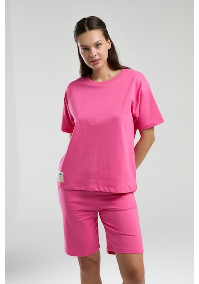 Rolypoly Roly Poly Kadın Bisiklet Yaka Kısa Kollu Bermuda Şortlu Pijama Takım Fuşya