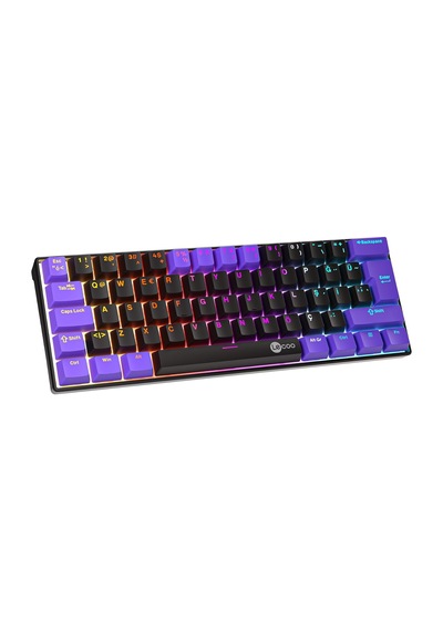 Gk601 Pro Üç Modlu 62 Tuşlu Red Switch Hot Swap Mekanik Oyuncu Klavyesi Siyah Mor