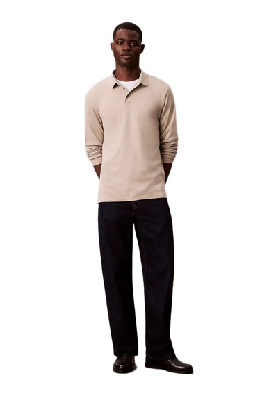 Calvin Klein Lv040em909 Ls Supima Cotton Solid Erkek Polo Tişört Bej