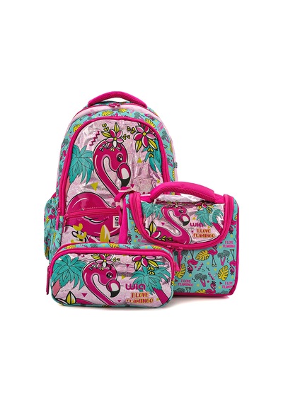 Palm Flamingo Kız Çocuk Okul Seti Turkuaz